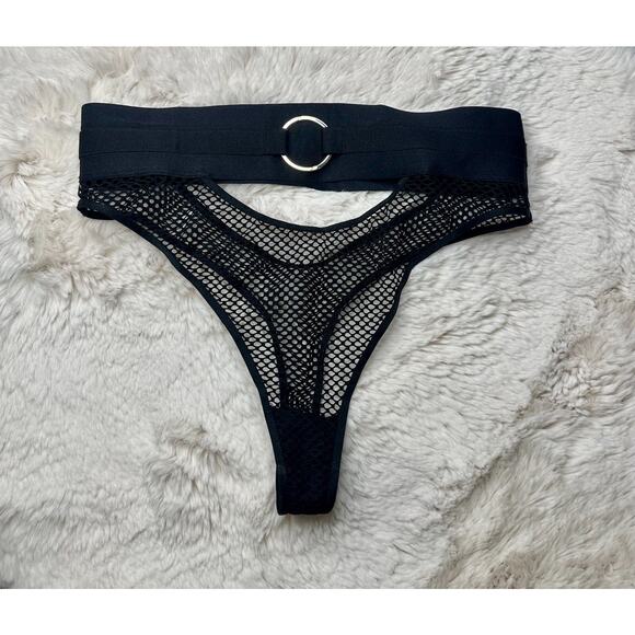 RARE🔥 Honey Birdette AXL🖤 Black Fishnet FULL 3 Piece Set 34DD, XS, XS Thong - Picture 11 of 13